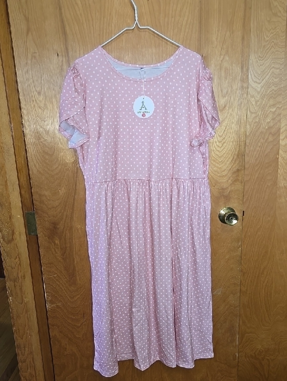 Pink Polka Dot Midi Dress - Casual Women's Summer Dress